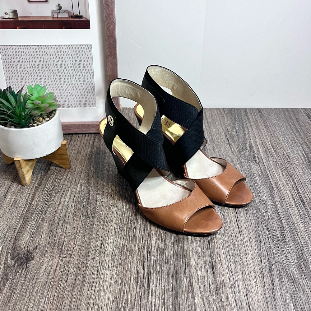 Michael Kors | Wedge Sandals in Brown Black Leather Size 9